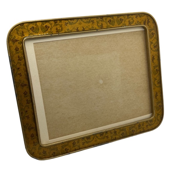 Vintage Yellow Enamel Floral Swivel Back Picture Frame, Rectangular 9x7" - Picture 2 of 10